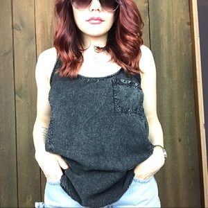 Silence + Noise Black Jean Style Scoop Neck Tank S